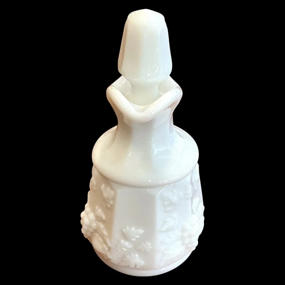 Westmoreland Paneled Grape Milk Glass‎ Cruet with Stopper Vintage